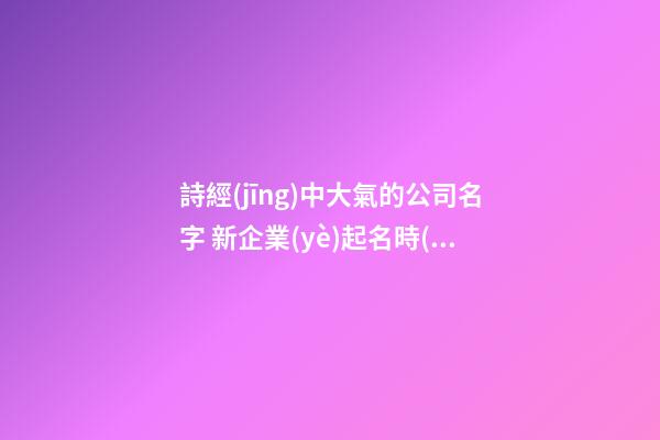 詩經(jīng)中大氣的公司名字 新企業(yè)起名時(shí)尚易記-名學(xué)網(wǎng)